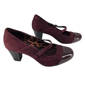 CLARKS WOMEN’S SAPPHIRE VASE BURGUNDY SUEDE MARY JANE PUMPS HEELS SIZE 8M